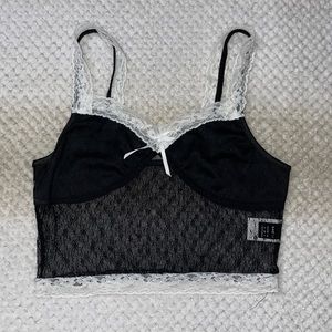 Black and White Lace Crop Top